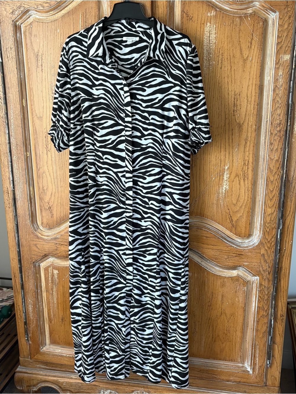 Chico's Black & White Zebra-Print Maxi Dress